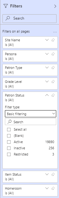 Filters with a basic filter showing.